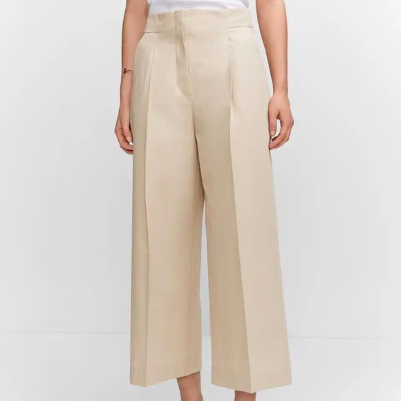 Mango Pants - NWT MANGO Cotton Culottes Cropped Trousers Sizes 2 and 4